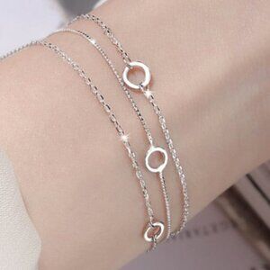 #NEW 925 Sterling Silver Circle Chain Bracelet